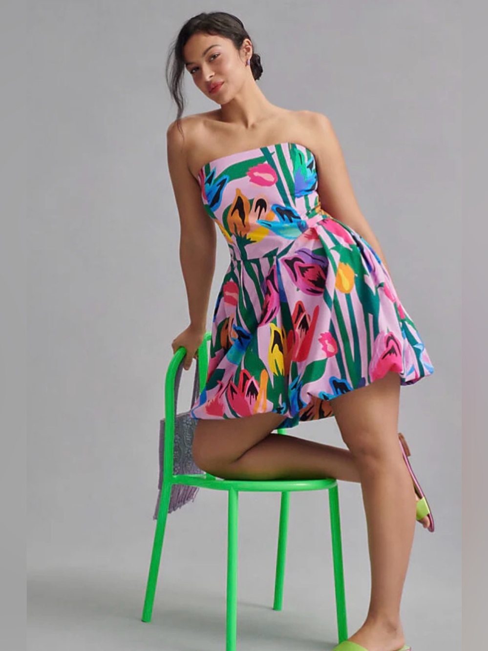 HUTCH Strapless Floral Corset Bubble Hem Mini Dress Plus Size 20W
